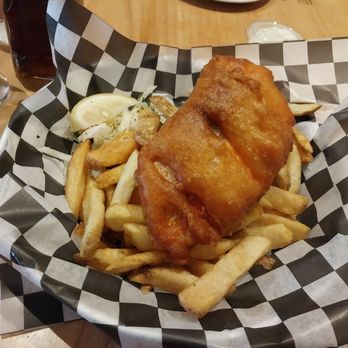 The Fish Counter - One (BIG) piece of Salmon with chips - Fish & Chips Near Me - North Vancouver, British Columbia