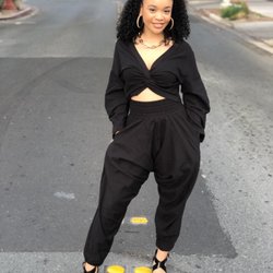 The Walk-In Closet Clothing Boutique - Two piece crop black jogger set
