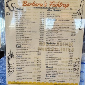 Barbara's Fishtrap - Restaurant Menu - Seafood Near Me - Half Moon Bay, California Barbara's Fishtrap - Restaurant Menu - Seafood Near Me - Half Moon Bay, California