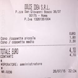 Dolce Idea - Prezzi per cono/coppetta piccola e media