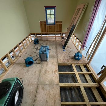 Right Water Damage - Here we removed wet insulation, drywall and flooring and set up the equipment to make the structures dry - Damage Restoration Near Me