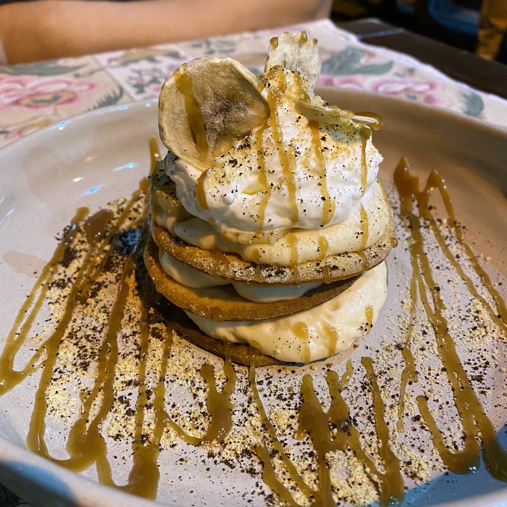 Tapabento - Banana banoffee dessert was just OK. Mostly whip cream between hard cookies. - Portuguese Near Me - Porto, 13 Tapabento - Banana banoffee dessert was just OK. Mostly whip cream between hard cookies. - Portuguese Near Me - Porto, 13