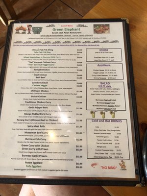 Menu photo 8 Green Elephant Restaurant Loomis, CA Menu photo 8 Green Elephant Restaurant Loomis, CA