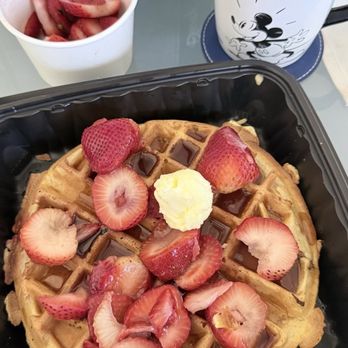 Broken Yolk Cafe - Strawberry or Banana Belgian Waffle - Breakfast & Brunch Near Me - Las Vegas, Nevada Broken Yolk Cafe - Strawberry or Banana Belgian Waffle - Breakfast & Brunch Near Me - Las Vegas, Nevada
