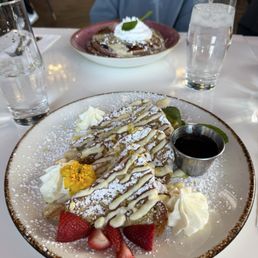 Lemon French toast and Velvet pancakes
