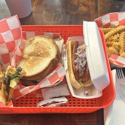 Pik Nik Basket - Chicken QuesadiIla, Grilled Beef Sausage, The Detroiter sandwich.  Cajun Air Fries.