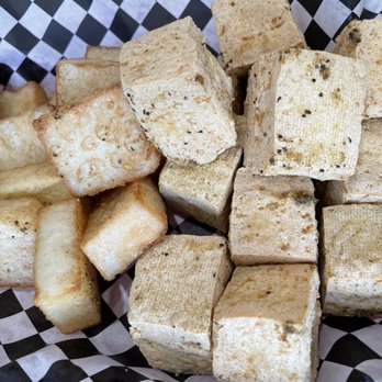 O2 Valley - Left: A7 Turnip Cake; Right: Crispy Tofu - Bubble Tea Near Me - Cupertino, California O2 Valley - Left: A7 Turnip Cake; Right: Crispy Tofu - Bubble Tea Near Me - Cupertino, California