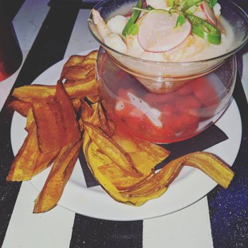Beetle House - "Red Queen Ceviche" with plantain chips - New American Near Me - New York, New York Beetle House - "Red Queen Ceviche" with plantain chips - New American Near Me - New York, New York