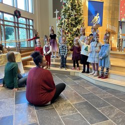 Redeemer By Sea Preschool and Kindergarten - Ms. Tori and Ms. Cami preparing the children for the Christmas Performance