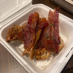 Almond butter toast with millionaire bacon Almond butter toast with millionaire bacon