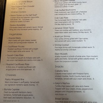 Galyn's - Menu - Seafood Near Me - Bar Harbor, Maine