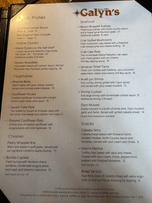 Menu photo 6 Galyn's Bar Harbor, ME
