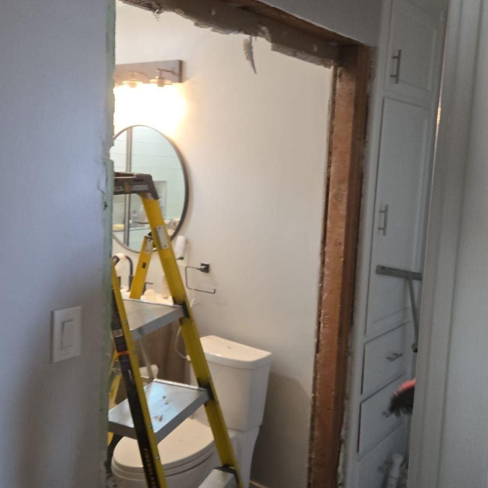Wall and pocket door assembly taken down. Wall and pocket door assembly taken down.