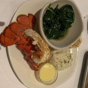 Bonefish Grill - Lobster tail with mashed potatoes and Sautéed Spinach - Seafood Near Me - Greenwood, Indiana