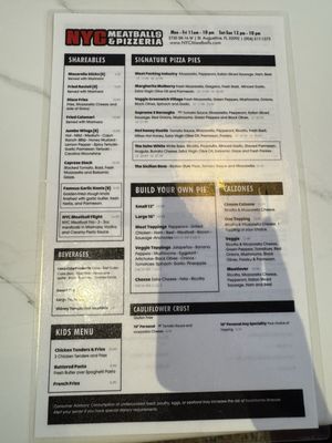 Menu photo 3 NYC Meatballs & Pizzeria St Augustine St. Augustine, FL