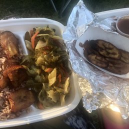 Vegetarian meal with their special sauce & a side of sweet fried plantains.  $9!