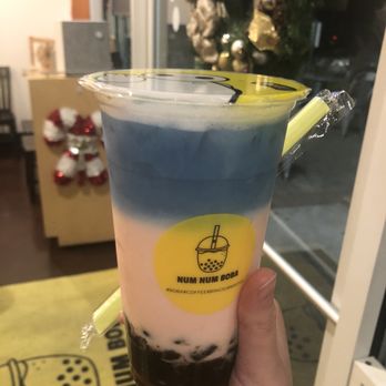 Num Num Boba - Butterfly Rose Milk Tea with black sugar crystal boba. - Coffee & Tea Near Me - Reno, Nevada