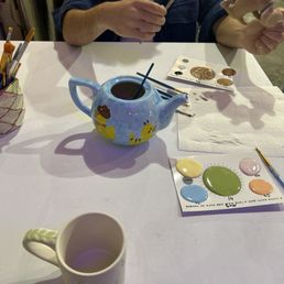 Set up of table and paints Set up of table and paints