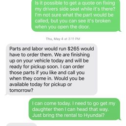 Quoting me $265 to fix my seat... Quoting me $265 to fix my seat...