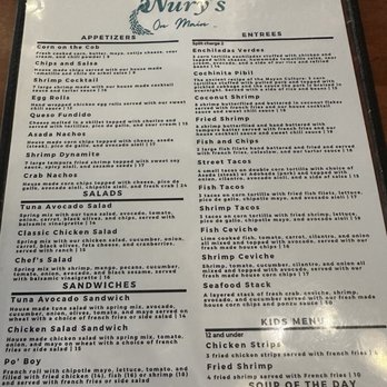 Nury's On Main - Menu - Seafood Near Me - Fredericksburg, Texas Nury's On Main - Menu - Seafood Near Me - Fredericksburg, Texas