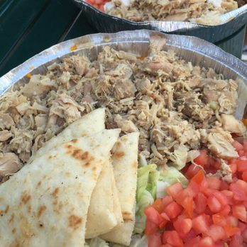 The Halal Guys - Chicken Platter. The one in the back is chicken and gyro platter. - Halal Near Me - Vienna, Virginia