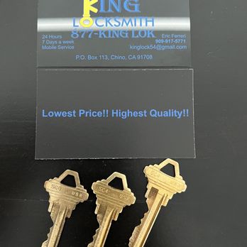 King Locksmith - 3 keys made for me - Keys & Locksmiths Near Me