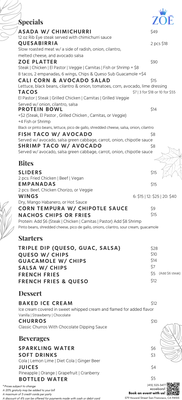 Menu photo 3 Zoe San Francisco, CA