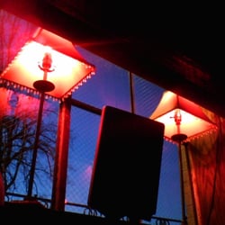 Susie's - red lights. blue sky.