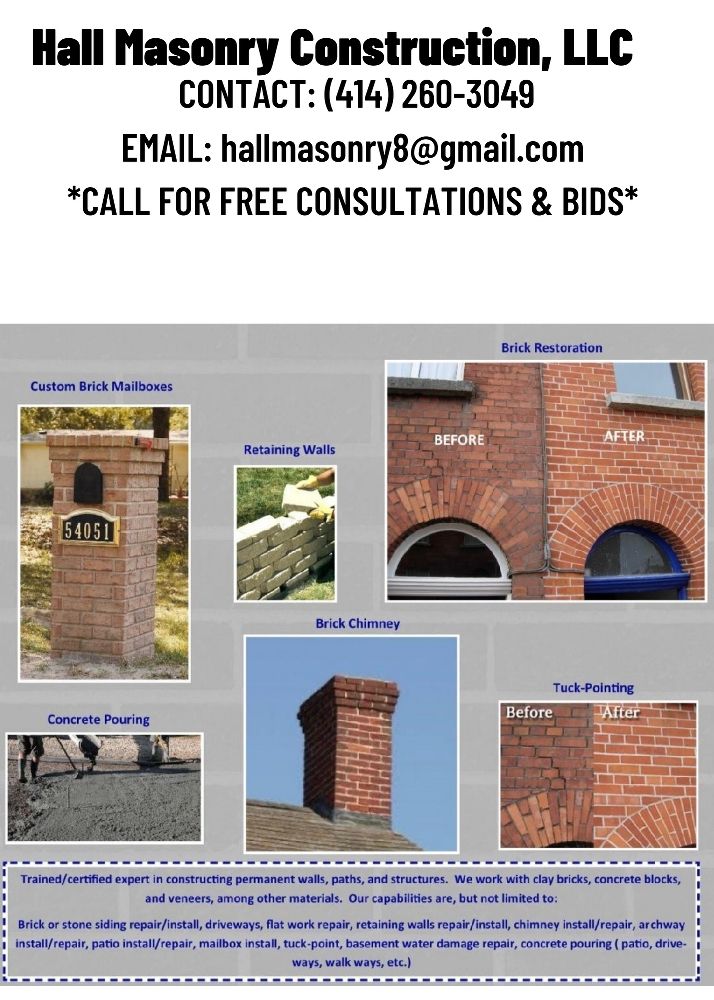 HALL MASONRY CONSTRUCTION Updated July 2024 12 Photos Milwaukee