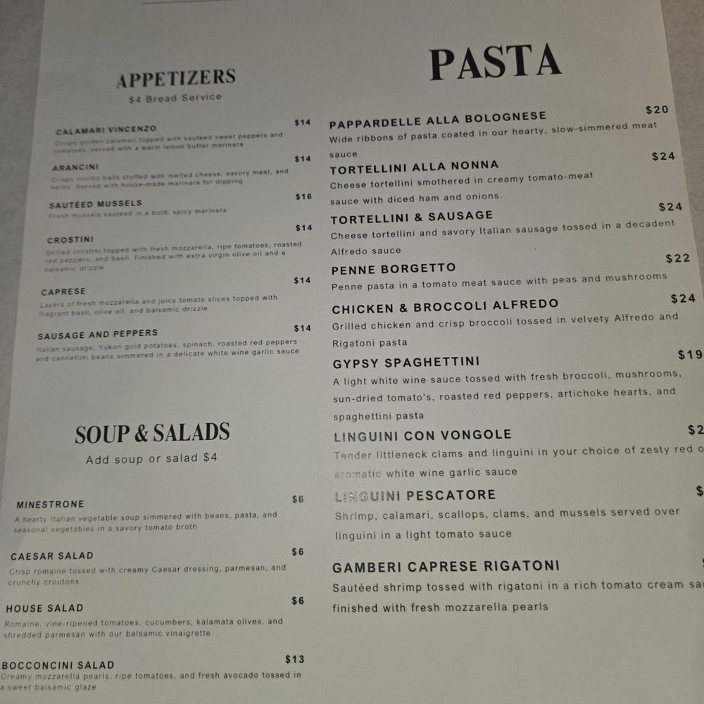 Dolce V - Menu 1 - Italian Near Me - Woodhaven, Michigan