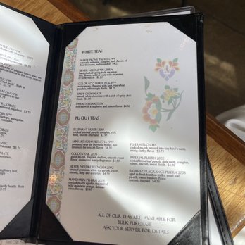 Boulder Dushanbe Teahouse - Tea menu - Tea Rooms Near Me - Boulder, Colorado