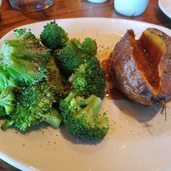 Outback Steakhouse - Plain baked sweet potato and broccoli. Ask for no butter on both. Requested a side of oil and balsamic salad dressing to drizzle on top. - Steakhouses Near Me - Vacaville, California Outback Steakhouse - Plain baked sweet potato and broccoli. Ask for no butter on both. Requested a side of oil and balsamic salad dressing to drizzle on top. - Steakhouses Near Me - Vacaville, California