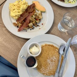 All american breakfast with a pancake instead of scone