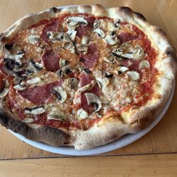 Pizzeria Adria - Pizza with salami and mushrooms. Delicious.