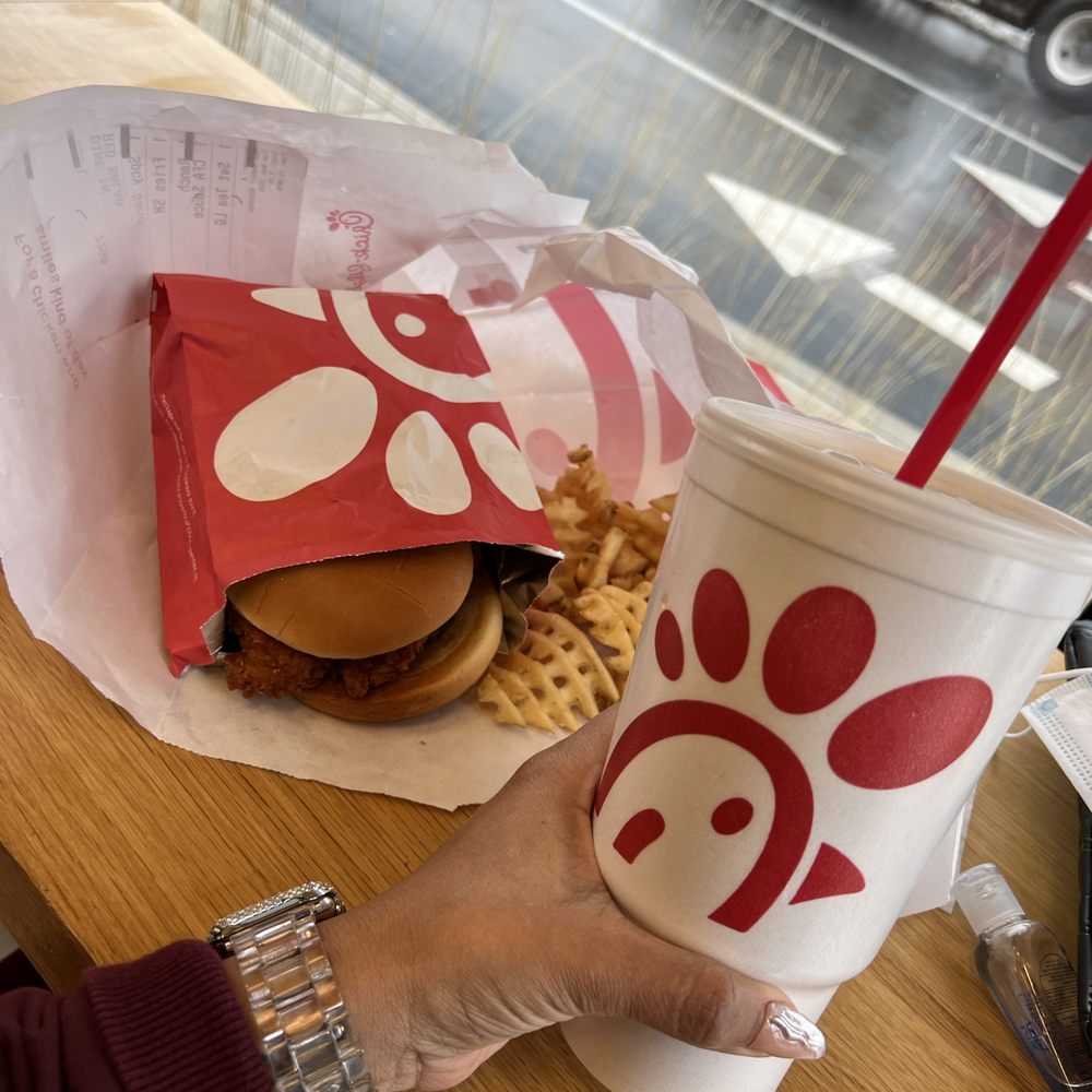 Spicy Chicken Sandwich Chick-fil-A Waffle Potato Fries sweet tea