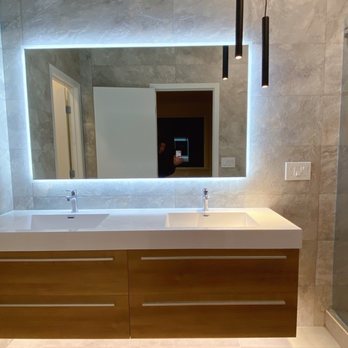 Concept Baths and Interiors - 60" LED mirror with 72" vanity. - Kitchen & Bath Near Me - Union City, California Concept Baths and Interiors - 60" LED mirror with 72" vanity. - Kitchen & Bath Near Me - Union City, California