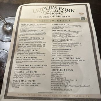 Leiper's Fork House of Spirits - Cocktail Menu - Whiskey Bars Near Me - Franklin, Tennessee Leiper's Fork House of Spirits - Cocktail Menu - Whiskey Bars Near Me - Franklin, Tennessee