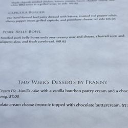 Marble Hill Inn - Specials menu