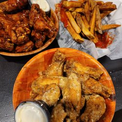 Hillside Tavern - Garlic Parmesan and Teriyaki wings with a side of fries!