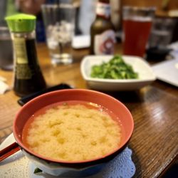 Rakuya - Started this delicious meal with miso soup and seaweed