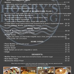 Hooby’s Brewing - Hooby's Food Menu