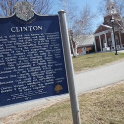 Clinton Historical Marker - Town Hall in the background