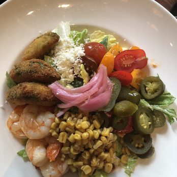 Stella San Jac - Fried Avo Salad with shrimp - wife liked it but didn't love the fried avos. - New American Near Me - Austin, Texas Stella San Jac - Fried Avo Salad with shrimp - wife liked it but didn't love the fried avos. - New American Near Me - Austin, Texas