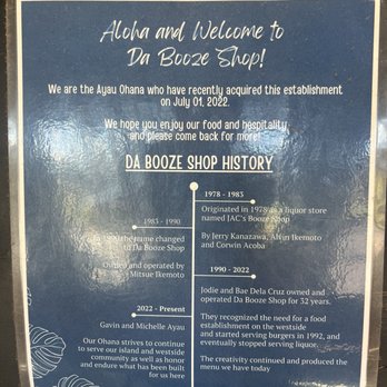 Da Booze Shop - History of da booze shop - Burgers Near Me - Waimea, Hawaii Da Booze Shop - History of da booze shop - Burgers Near Me - Waimea, Hawaii