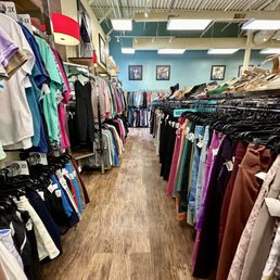 Racks of women's clothing Racks of women's clothing
