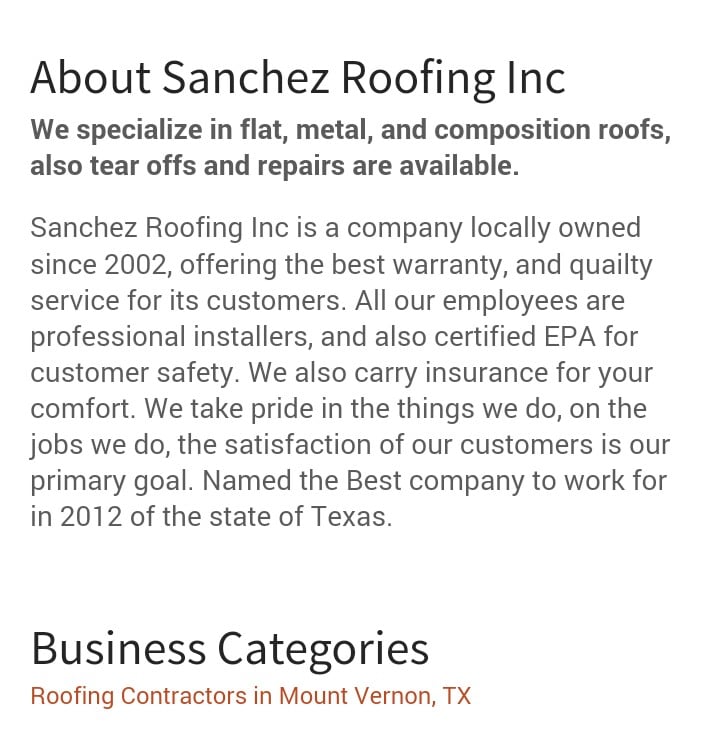Slide of Sanchez Roofing