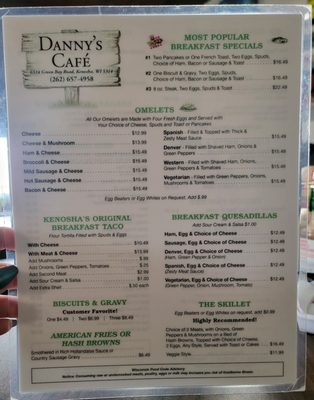 Menu photo 4 Danny's Cafe Kenosha, WI
