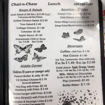 Chat'n Chew - a menu for lunch - New American Near Me - Glennie, Michigan