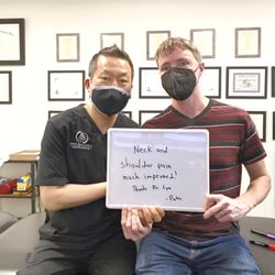 Neck and shoulder pain much improved! Thanks Dr. Lyu.             - Peter-