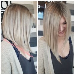 The Amethyst Studio - Platinum highlights with an extreme angled bob!